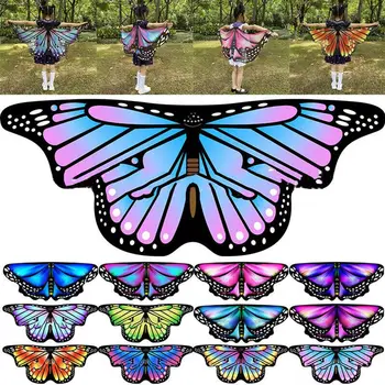 Детская Накидка с крыльями бабочки, Шаль Феи для девочек, Маскарадный костюм, костюм в подарок