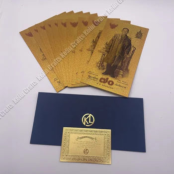 10шт Красивых тайских золотых банкнот, Памятная монета в размере 70 бат к 70-летию восшествия на престол короля Таиланда