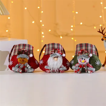 2023 Рождественский пакет для конфет Подарочный пакет Санта Клауса Рождественское украшение для дома Снежинка Ноэль Подарочный пакет Рождественская упаковка Держатели Новый год
