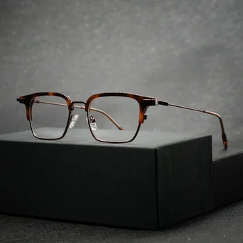 Очки в оправе из ацетата титана, новые мужские ретро-очки для оптической близорукости, женские очки в квадратной оправе
