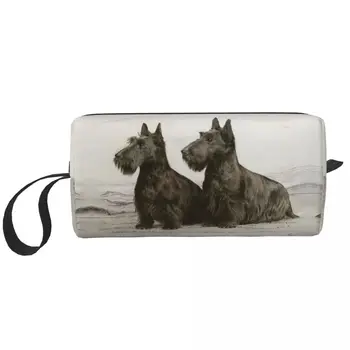 Милая винтажная сумка для туалетных принадлежностей для собак породы Шотландский терьер, женская сумка для любителей домашних животных Scottie, Органайзер для косметики, набор для хранения косметики