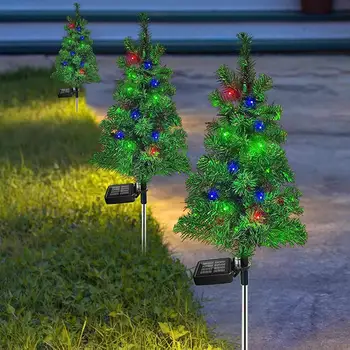 Солнечные огни Рождественской елки, солнечные фонари для рождественской елки, энергосберегающая солнечная лампа для наружной рождественской елки для дорожки