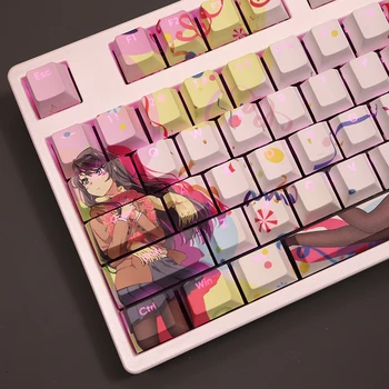 108 Клавиш/Набор Sakurajima Mai Theme PBT Anime Gaming Girl Cute Custom DIY Keycaps для Механической Клавиатуры Cherry Profile MX Switch