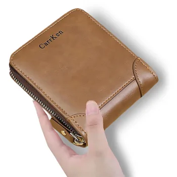 Мужской кошелек, короткая деловая горизонтальная сумка для карт, многофункциональный кошелек, молодежный студенческий кошелек на молнии для монет
