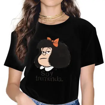 Женская футболка Soy Tremenda, топы с героями мультфильмов Mafalda, винтажная футболка с коротким рукавом и круглым воротником, футболки с графическим принтом