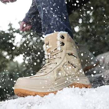 Высококачественная уличная водонепроницаемая походная обувь для кемпинга, мужские повседневные кроссовки для треккинга с высоким берцем, мужские нескользящие зимние теплые ботинки