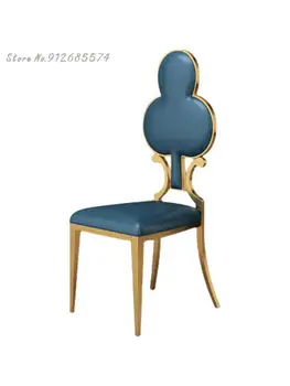 Легкий Роскошный обеденный стул из нержавеющей стали Дизайн Бытовой кожаной спинки Современный минималистичный металлический чехол для макияжа Nordic Мягкая сумка