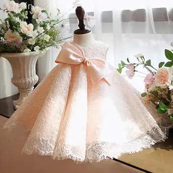 Розовое бальное платье с коротким круглым вырезом, кружевное с бантом Платье цветочницы для свадьбы, официального мероприятия, вечеринки в честь Дня рождения, юбка принцессы ручной работы