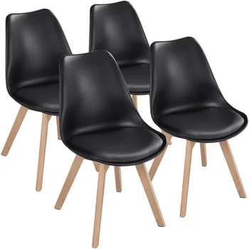 Современные обеденные стулья с мягкой обивкой и ножками из бука, черный