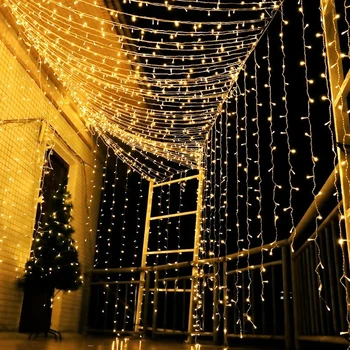 Светодиодная Сказочная гирлянда 3 м X 3 м, струнный занавес, Рождественские огни для праздника, свадебной вечеринки, сада, новогоднего украшения 110 В 220 В