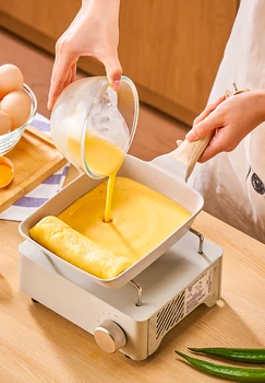Сковорода для омлета Тамагояки, Черная сковорода с антипригарным покрытием, сковорода для жарки яиц, Кухонная кастрюля для блинов, Использование для газовой плиты