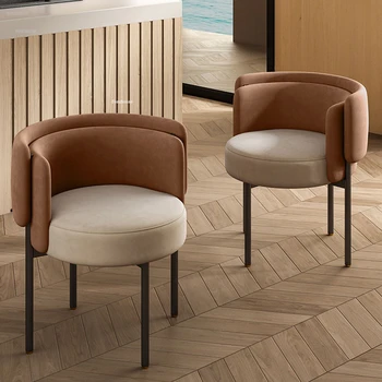 Скандинавские роскошные Дизайнерские обеденные стулья, рабочий стул со спинкой из итальянской ткани, Современная мебель для ресторана, стул для домашней столовой A