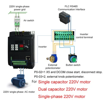 Преобразователь частоты 4KW 1P-220V В и Реальный бытовой электрический вход 1P 220V и однофазный выход 220V VFD