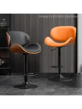 Барный кресельный подъемник Стойка регистрации из массива дерева, барный стул, вращающийся стул со спинкой в скандинавском стиле, современный простой легкий роскошный стул