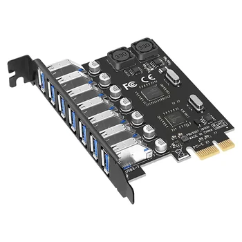 7 портов USB 3.0 PCI адаптер, карта расширения USB, PCIe Riser Card для ПК, Linux /WindowsXP/ 7/ 8/ 8.1/ 10