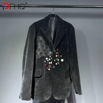 PFHQ 2023 Модный Элегантный мужской костюм из вельветовой синели, утолщенный блейзер, Высококачественное Стильное пальто, Бесплатная доставка