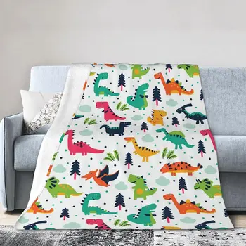 Флисовое одеяло из шерпы динозавра для дивана Кресла кровати Плюшевые Мягкие Уютные Мягкие одеяла для женщин Девочек Подарок для детей