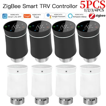1-5 шт. Клапан привода радиатора ZigBee3.0 Tuya Умный программируемый термостат Управление нагревателем Alexa Google Home Voice