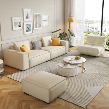 Секционные Роскошные диваны для гостиной Угловая кожаная дизайнерская кровать Диваны для гостиной Ленивые Кожаные диваны Мебель для салона Camas