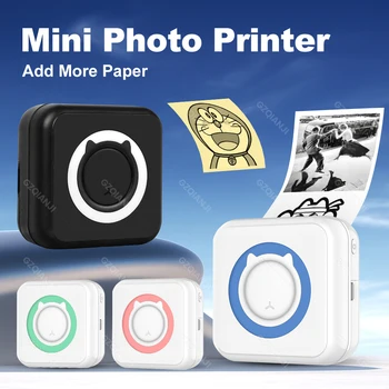 Портативный мини-принтер для фотографий, Bluetooth, Клейкие наклейки без чернил, бумага 58 мм, 200 точек на дюйм, Карманный принтер, Android IOS, печать для путешествий