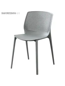 Скандинавский утолщенный пластиковый стул, простой современный стул для домашнего кафе, обеденный стул для переговоров, офисный стул с сетчатой красной спинкой