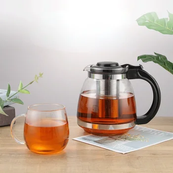 Стеклянный чайник для кипячения объемом 1,5 л, домашний офисный утолщенный термостойкий чайник с фильтром, чайник для чая