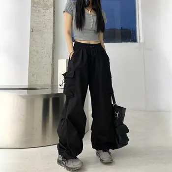 Уличная Одежда, брюки-карго в стиле хип-хоп, Женские Модные Свободные брюки с карманами, Летние Bf в Корейском стиле