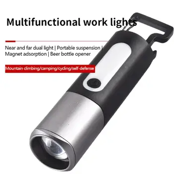 Портативный Мини-фонарик с сильным освещением, USB-перезаряжаемый брелок, Рабочий фонарь для кемпинга на открытом воздухе, Светодиодный фонарик, Водонепроницаемая лампа-факел