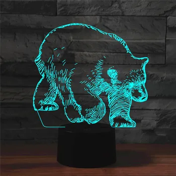 Ночная лампа Nighdn Bear 3D Illusion, светодиодный ночник, Красочный сенсорный USB-стол, Настольная лампа, Акриловый Подарок на День рождения, Рождественский подарок для детей и мужчин