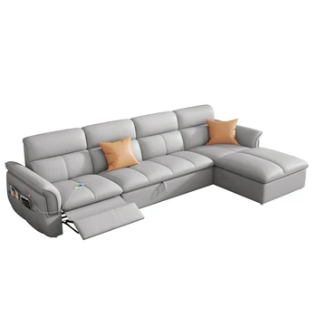 Салон первого класса электрический многофункциональный кожаный диван-кровать двойного назначения небольшой плоский прямой ряд для трех или четырех человек комбинированный li