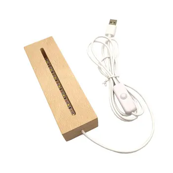 15 см 3D светодиодный ночник Деревянная светодиодная основа для лампы USB Перезаряжаемая база для ночника DIY Свадебный подарок для дисплея из хрусталя и акриловой доски