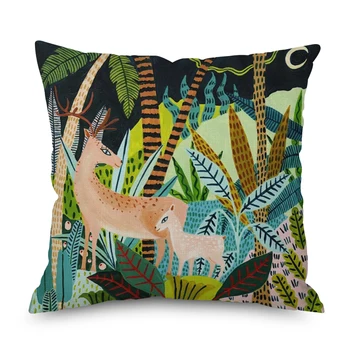 Красочные наволочки с изображением тигра джунглей, чехлы для подушек с леопардовыми зелеными листьями и рисунком тропического леса, подушки для декора гостиной