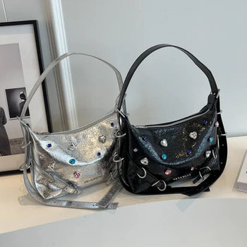 Дизайнерская сумка через плечо с бриллиантами, модные женские роскошные сумки со стразами Для женщин, кожаная сумка на одно плечо, сумки через плечо
