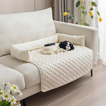 Бархатная кровать для домашних собак, Диван-одеяло для собак среднего размера, Съемный Моющийся коврик, теплые коврики для домашних кошек, Защита дивана, кровати для домашних животных