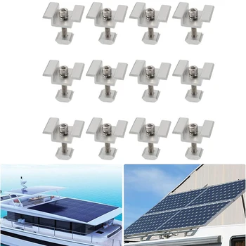 12 шт. Центральный зажим для солнечных батарей, монтажные кронштейны для фотоэлектрических солнечных панелей, алюминиевые солнечные панели для высоты рамы 30-55 мм, аксессуары для солнечных батарей