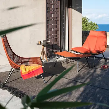 Скандинавские Креативные пляжные стулья из ротанга Современная Уличная мебель для дома, кемпинга, отдыха, Простой Сад, Ленивое кресло-качалка