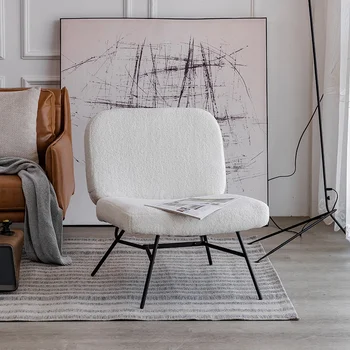 Скандинавский легкий роскошный диван-кресло из бархата ягненка односпальный диван ретро-утюг ресторан магазин молочного чая маленький диван-кресло для отдыха кровать
