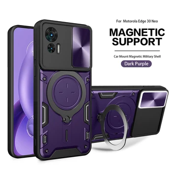 Роскошный Слайд-Чехол для Камеры Motorola Moto Edge 30 Neo Lite С Автомобильным Креплением, Магнитный Держатель, Противоударный Чехол Для Телефона MotoEdge30NeoLite