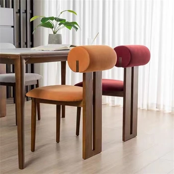 Обеденные стулья из массива дерева Nordic Lamb Velvet, Европейский Дизайнерский Креативный стул со спинкой, мебель для столовой, стул для макияжа в спальне