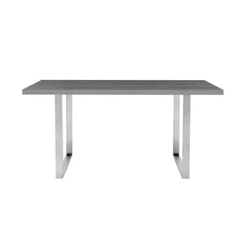 Обеденный стол с серым основанием из матовой нержавеющей стали