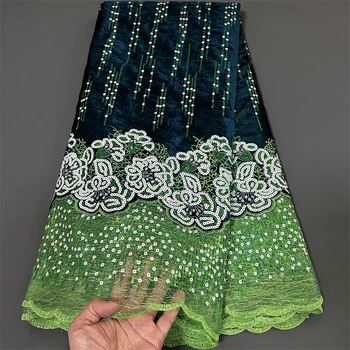 Африканская кружевная ткань из французского тюля с камнями, Нигерийская сетчатая кружевная ткань для шитья, высокое качество, YXZ071, 2023