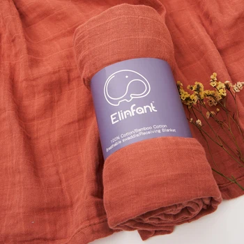 Elinfant 100% хлопок, однотонный цвет 120 *110 см, 2 слоя, банное полотенце для новорожденных, муслиновые пеленальные одеяла, оптовая продажа, прямая поставка