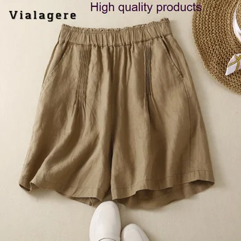 Повседневный японский стиль Эластичный пояс High Street Сплошной цвет 2023 Летние женские мягкие широкие шорты свободного кроя