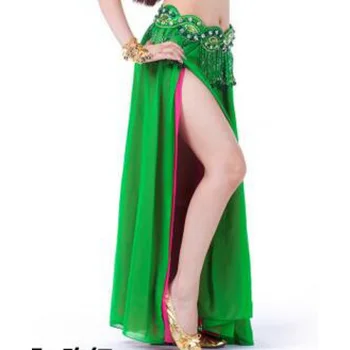 1 шт./лот, профессиональный сексуальный костюм для танца живота, юбка для танцев, шифоновая двухцветная сценическая шифоновая юбка