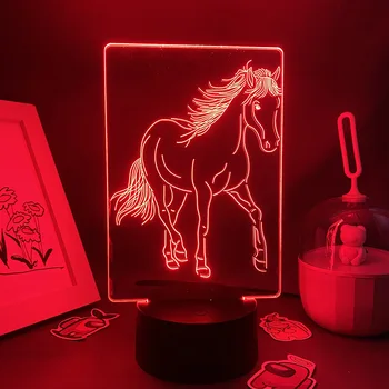 Животное Красивая Лошадь 3D светодиодная Неоновая Лавовая лампа RGB Милые ночные огни Красочный подарок для малыша Детский стол Kawai для спальни Декор стола