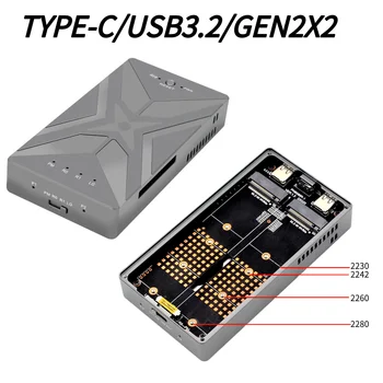 M.2 NVME SSD С Двумя Отсеками RAID SSD Диск Type-C USB 3,2 Чехол Для Мобильного Жесткого Диска Gen 2 20 Гбит/с Корпус Жесткого Диска для Ноутбука Планшета