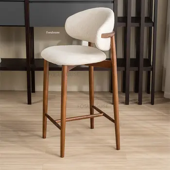Барные стулья из массива скандинавской древесины для барной мебели, спинка высокого стула креативного дизайна, легкие Роскошные барные стулья для гостиной