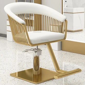 Скандинавское парикмахерское кресло для простой салонной мебели, Подъемное кресло с подлокотниками, парикмахерская, Салон красоты, Высококлассный стул из нержавеющей стали