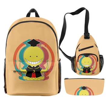 Японский аниме-Классный рюкзак Assassination, 3 шт./компл., Рюкзак для мальчиков и девочек, Школьная сумка для учеников начальной средней школы, Сумка для ноутбука
