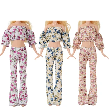 3 Комплекта модного платья Повседневная одежда Рубашка праздничная юбка в цветочек Современная одежда для куклы Барби Аксессуары Игрушки для кукольного домика своими руками